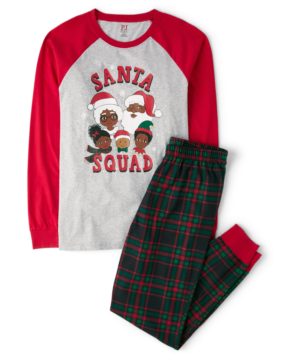 Adult Matching Family Santa Squad Cotton Pajamas - black | The Children's Place