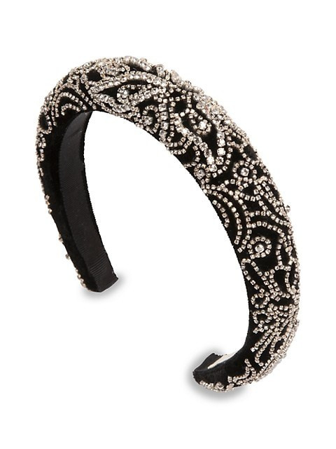 Indira Crystal-Embellished Velvet Headband | Saks Fifth Avenue
