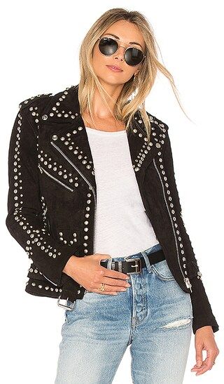 Understated Leather Easy Rider Studded Jacket in Black & Silver | Revolve Clothing (Global)