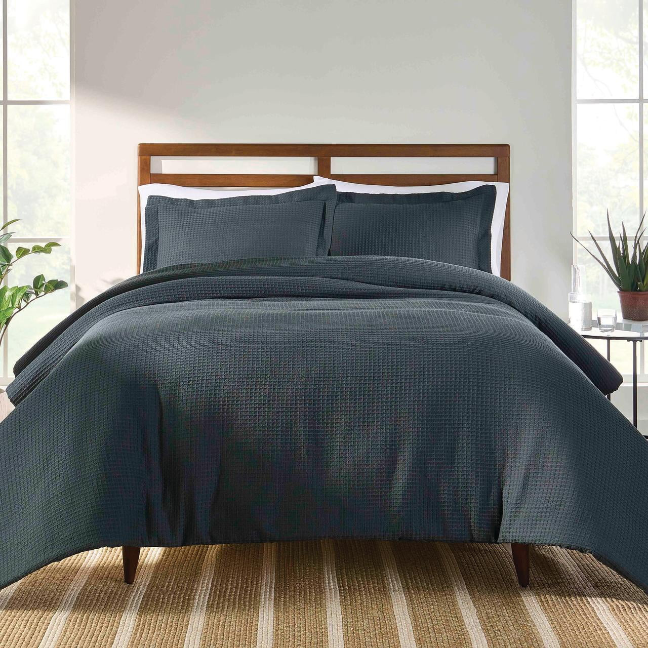 Better Homes & Gardens 3-Piece Grey Waffle Stripe Comforter Set, Adult King | Walmart (US)
