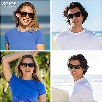 SOJOS Classic Retro Square Polarized Sunglasses Womens Mens, 80s 90s Trendy Rectangle Shades SJ23... | Amazon (US)