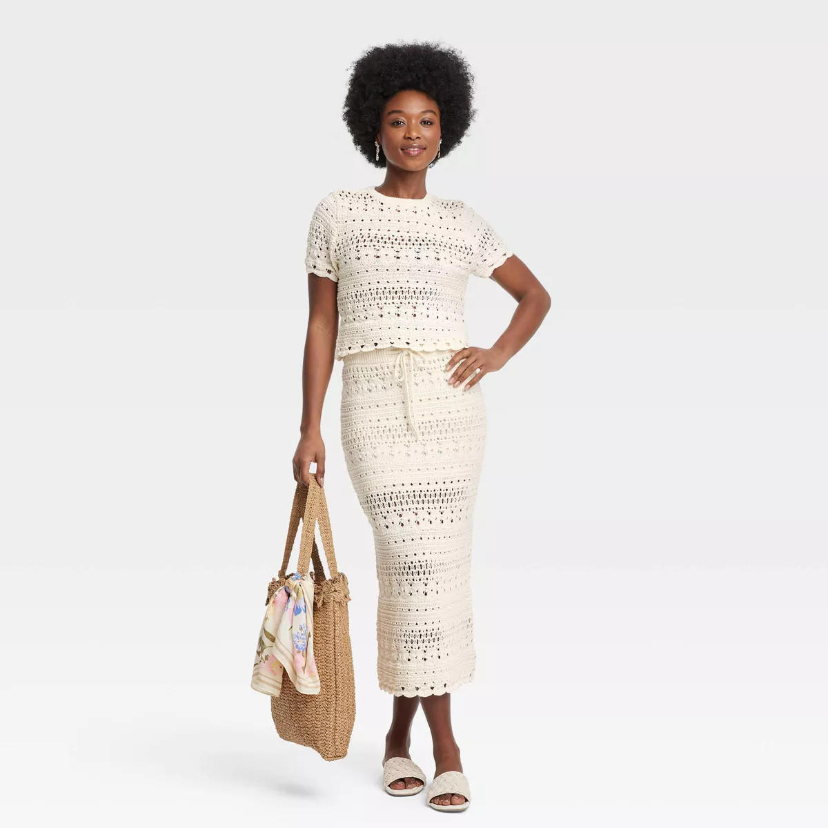 Women's Openwork Crewneck Pullover Sweater - Universal Thread™ Cream | Target