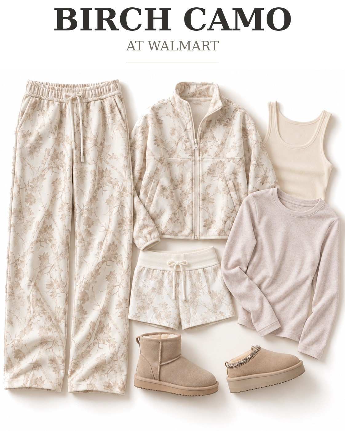 A whole set for $20! Birch camo is definitely the viral trend and for this price, there's enough for the whole family! 
I feel like the jacket is a bit small so Maggie got a medium jacket, small pants and is 5'6".