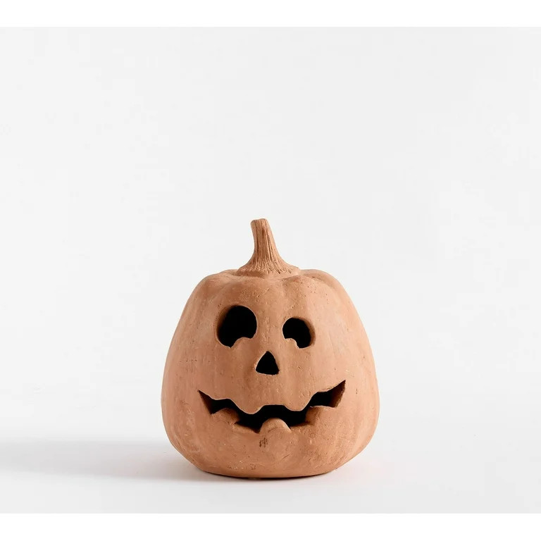 Hallowmas Handcrafted Terracotta Jack-O'-Lantern - Artisanal Halloween Decor with Hand-Carved Det... | Walmart (US)
