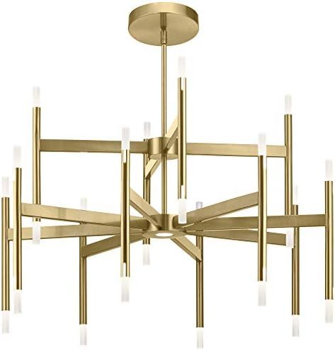 Elan Lighting 84178 Kizette - 32 Inch 12 LED Chandelier, Champagne Gold Finish with Etched Acrylic G | Amazon (US)