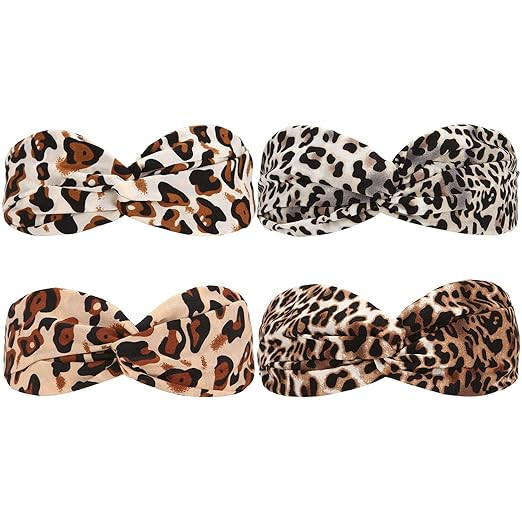 Sea Team 4-Pack of Assorted Elastic Twist Headbands Fashion Polyester Fiber Fabric Head Wrap Cris... | Amazon (US)
