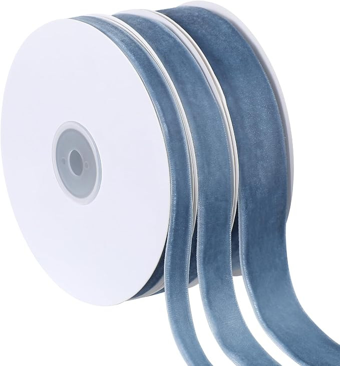 Jutom 3 Rolls Christmas Vintage Velvet Ribbon Vintage Solid Color Velvet Ribbon for Christmas Wed... | Amazon (US)