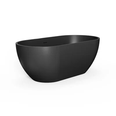 59 Inch Solid Surface Oval Freestanding Bathtub for Bathroom | Wayfair North America