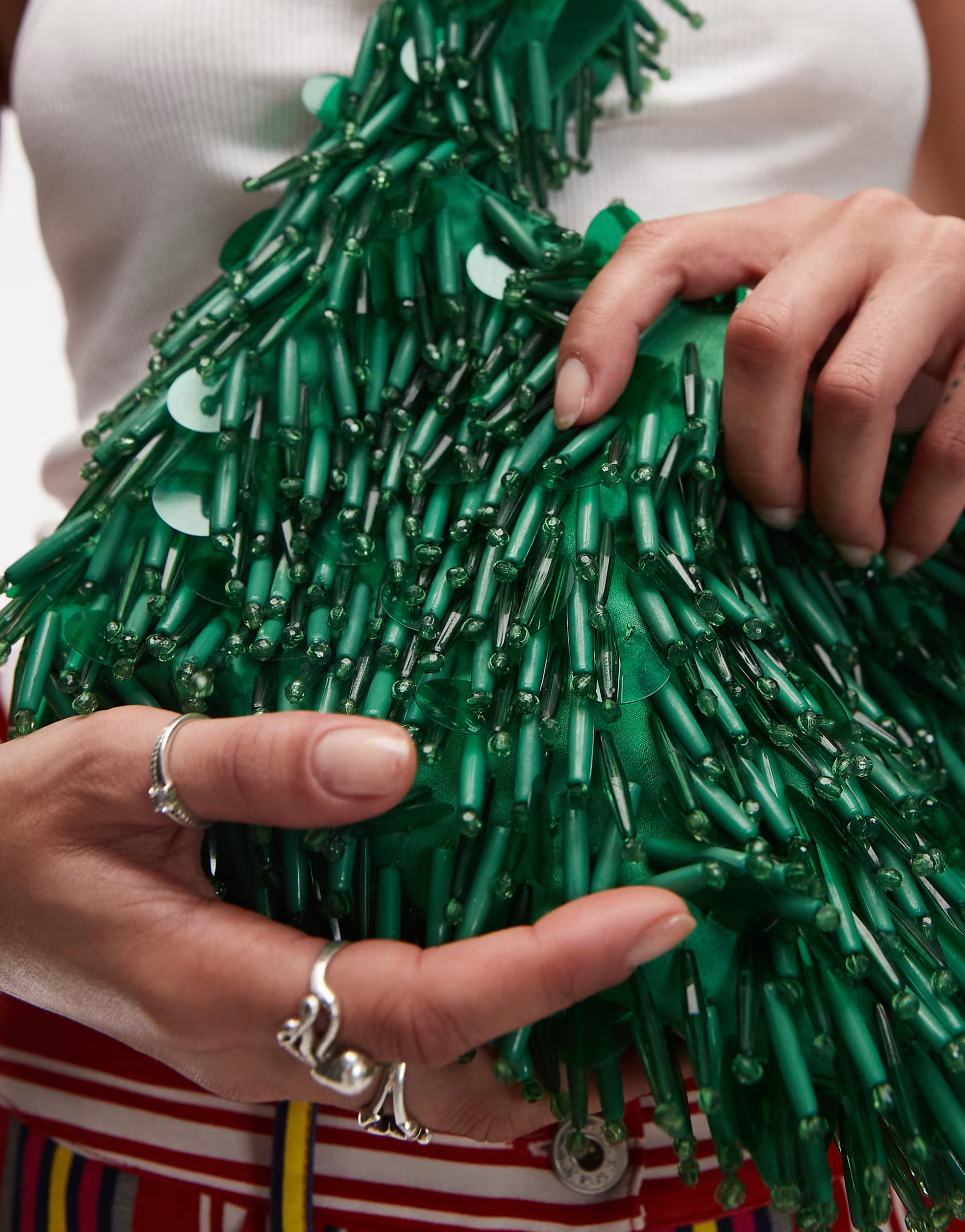Topshop Golda beaded grab bag in green | ASOS | ASOS (Global)