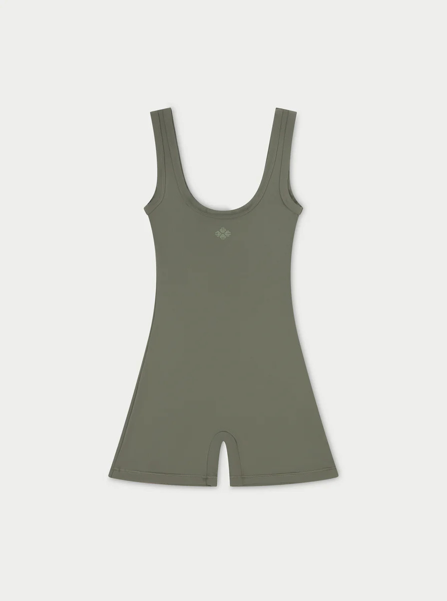 SCULPTING STRETCH EMBLEM UNITARD - KHAKI | The Couture Club