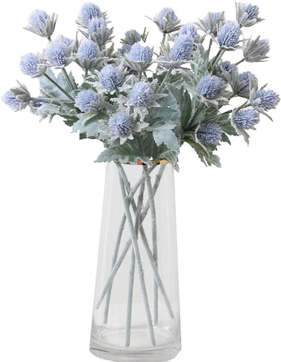 3 Pack Artificial Thistle Flowers Eryngiums Faux Plants Floral Tree Picks Christmas Greenery Pick... | Amazon (US)
