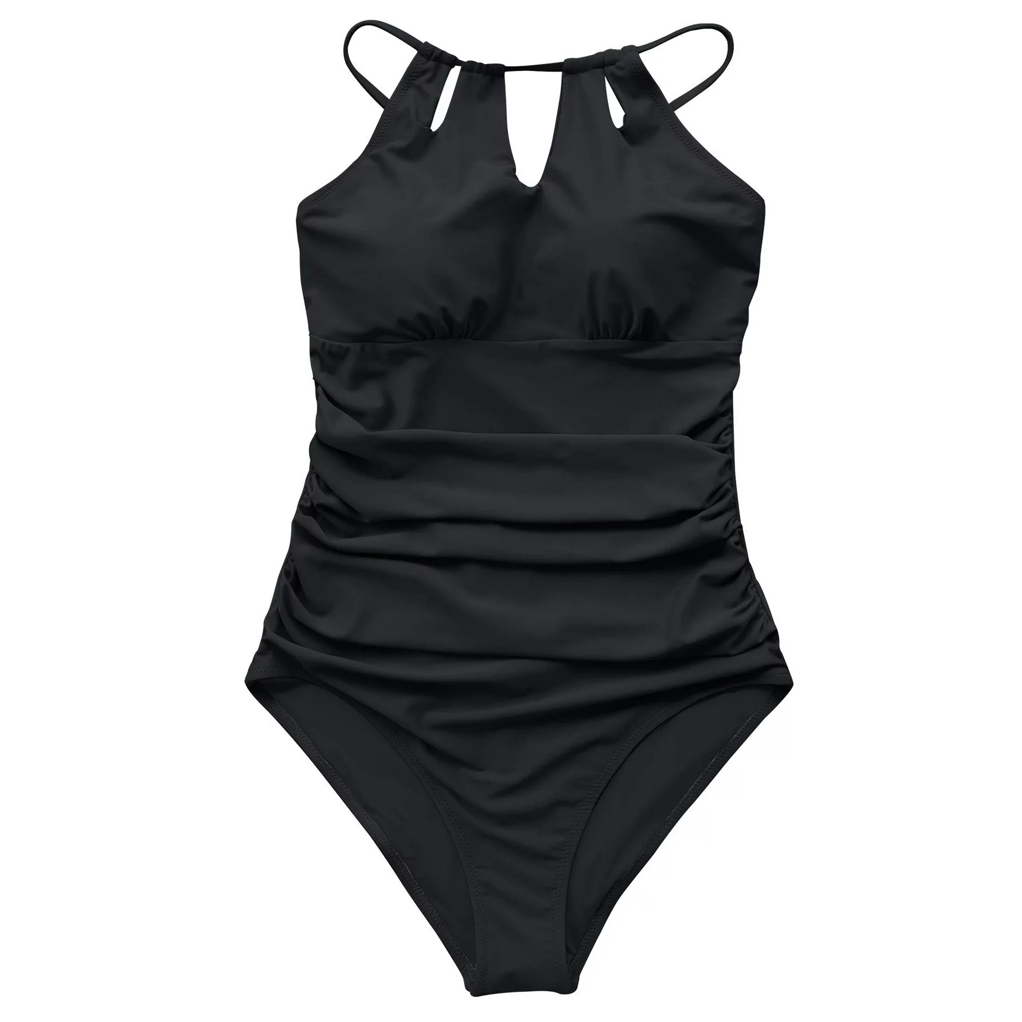 Cupshe Women's Black One Piece Swimsuit Tummy Control Cutout High Neck Bathing Suit, M | Walmart (US)
