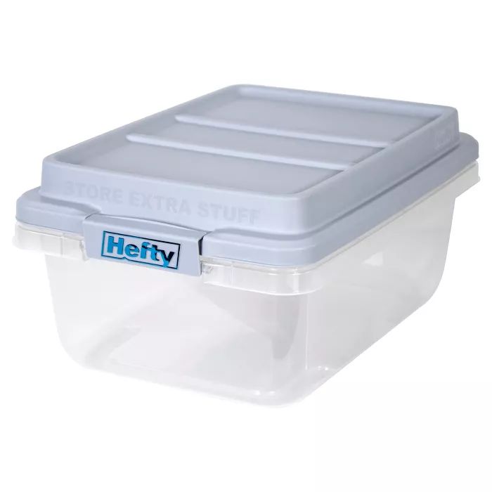 Hefty 18qt Plastic Storage Bin with Gray HI-RISE Stackable Lid | Target