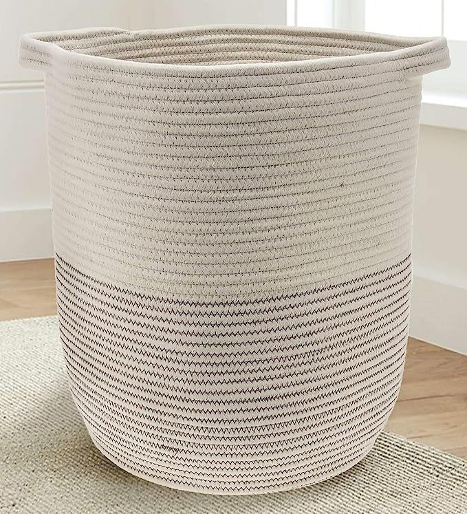 Extra Large Woven Storage Baskets | 18" x 16" Decorative Blanket Basket, Use for Sofa Throws, Pil... | Amazon (US)