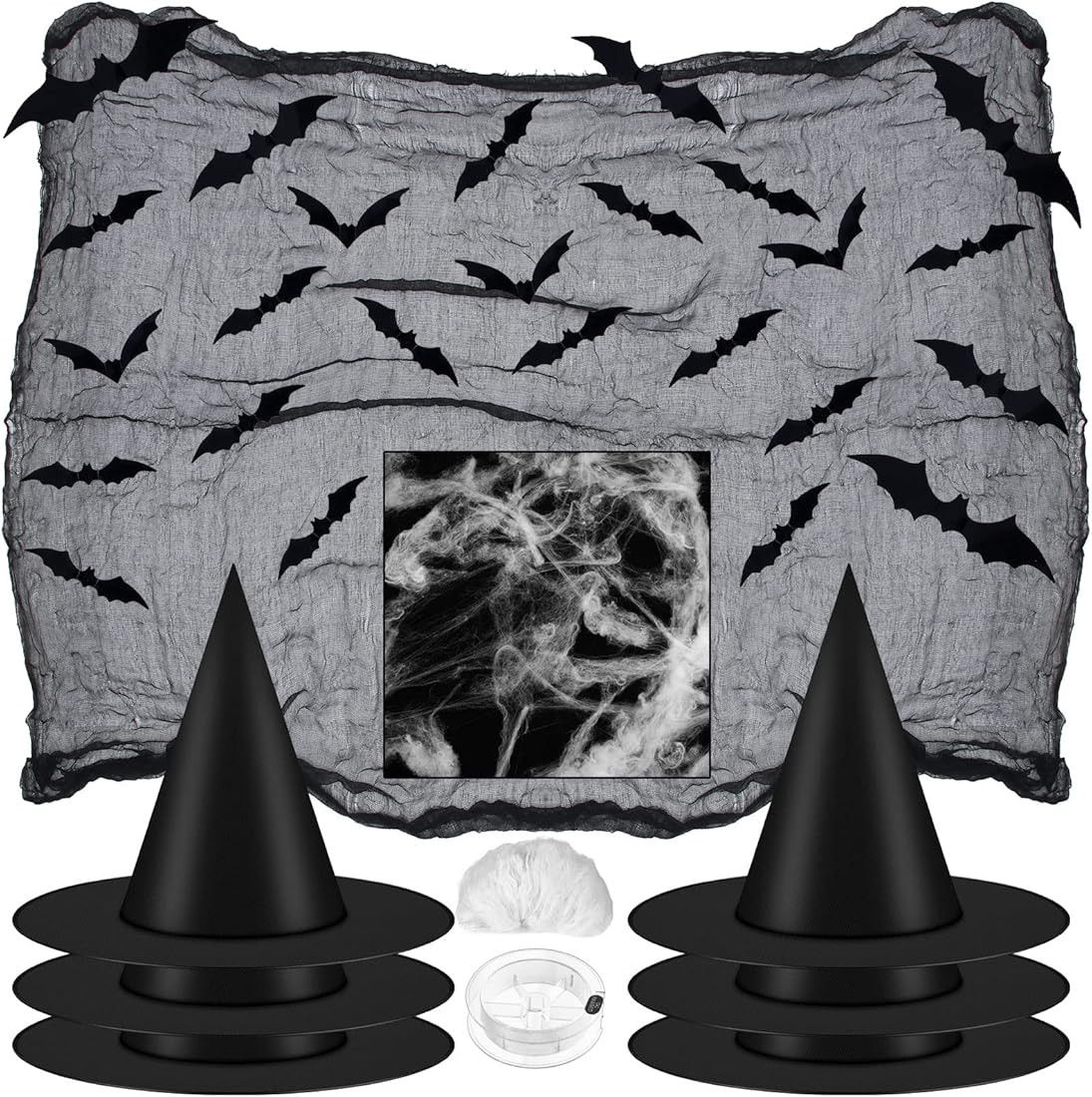 45 Pcs Halloween Decorations Indoor Include 6 Halloween Witch Hat with Hanging Rope 36 Black 3D B... | Amazon (US)
