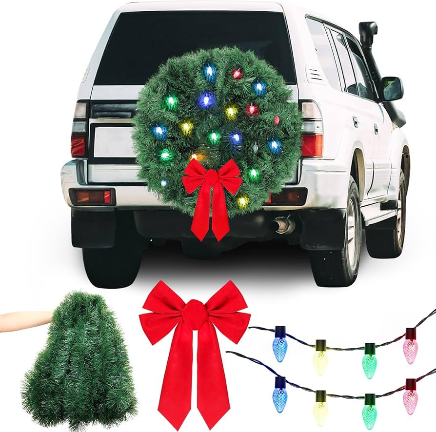 164 ft Christmas Large DIY LED Car Wreath Christmas Car Decorations Artificial Wreath for Front G... | Amazon (US)