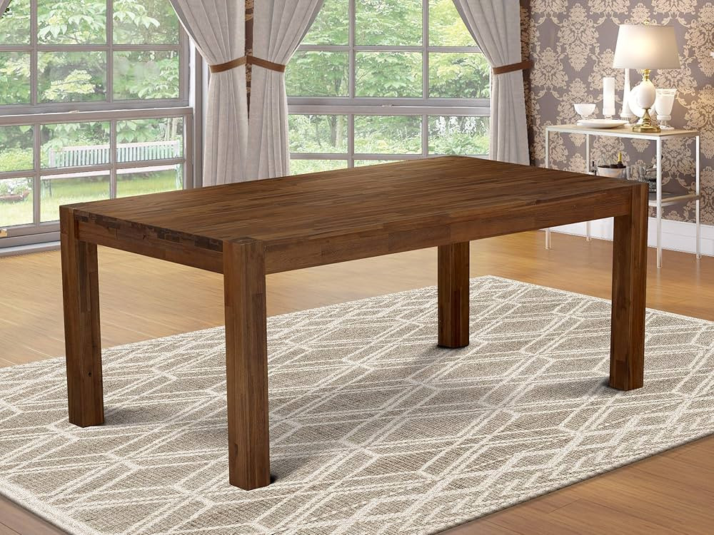East West Furniture LM7-0N-T Lismore Dining Room Rectangle Rustic Wood Table, 40x72 Inch, Walnut | Amazon (US)