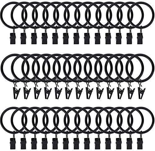 40pcs Curtain Rings with Clips Hooks 1.5 inch Rustproof Matte Metal Stainless Steel Drapery Rings... | Amazon (US)