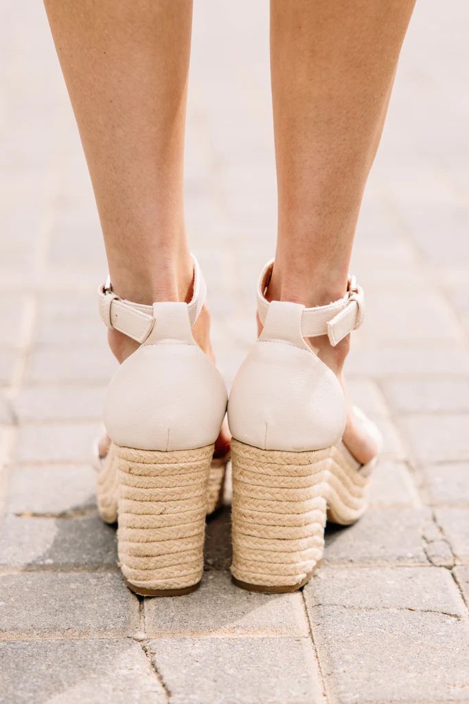 Walk The Walk Beige White Jute Heels | The Mint Julep Boutique
