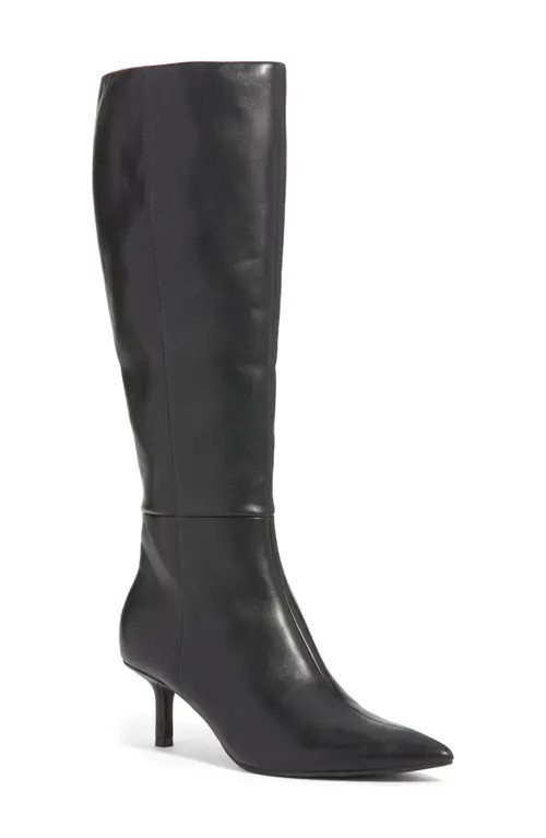 Open Edit Elara Pointed Toe Knee High Boot in Black at Nordstrom, Size 6.5 | Nordstrom