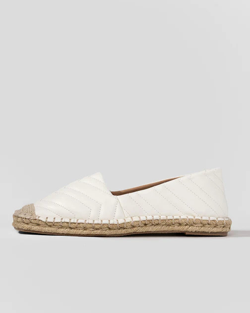 Rezo Faux Leather Espadrille Flats - White | VICI