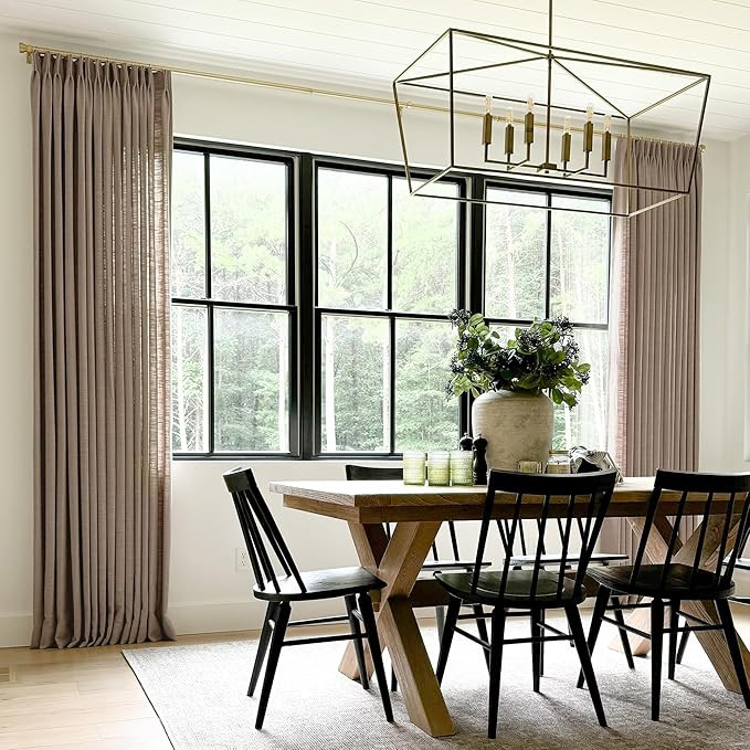 TWOPAGES Pinch Pleated Curtain 96 Inches Long Rust Brown Faux Linen Textured Curtain for Living R... | Amazon (US)