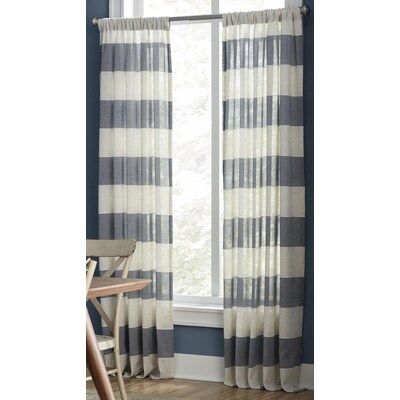 allen + roth 63-in Navy Polyester Light Filtering Rod Pocket Single Curtain Panel | Lowe's