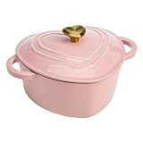 Paris Hilton Enameled Cast Iron Dutch Oven Heart-Shaped Pot with Lid, Dual Handles, Works on All ... | Amazon (US)