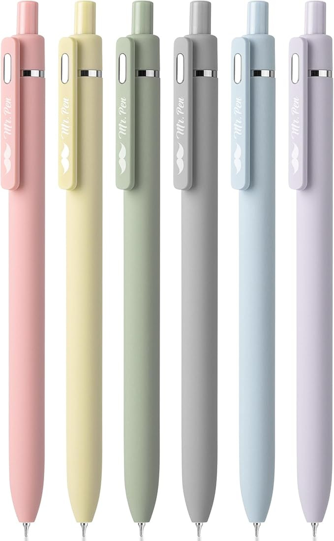 Mr. Pen- Retractable Gel Pens for Journaling, 6 Pack, 0.5 mm Black Ink, Morandi Barrels, Smooth W... | Amazon (US)