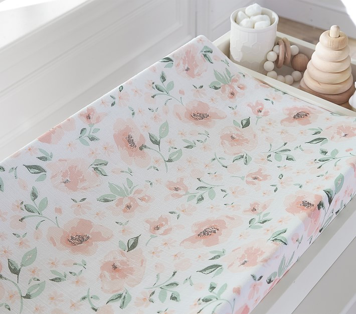 Meredith Muslin Changing Pad Cover, Changing, Blush Multi | Pottery Barn Kids