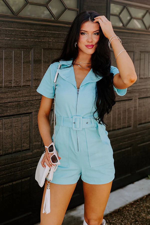 Stay Sophisticated Denim Romper In Sky Blue | Impressions Online Boutique