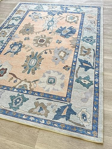 Modern Oushak Rug, Vintage, Turkish, Eclectic, Floral, Pastel, Washable, Extra Large Area Rugs for Living Room, Dining, Bedroom, Lounge, 9'x12' | Amazon (US)