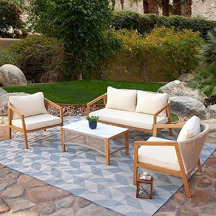 Quality Outdoor Living 65-YZ04OH Oak Hill 4-Piece Outdoor Deep Seating Conversation Set, Medium, ... | Amazon (US)