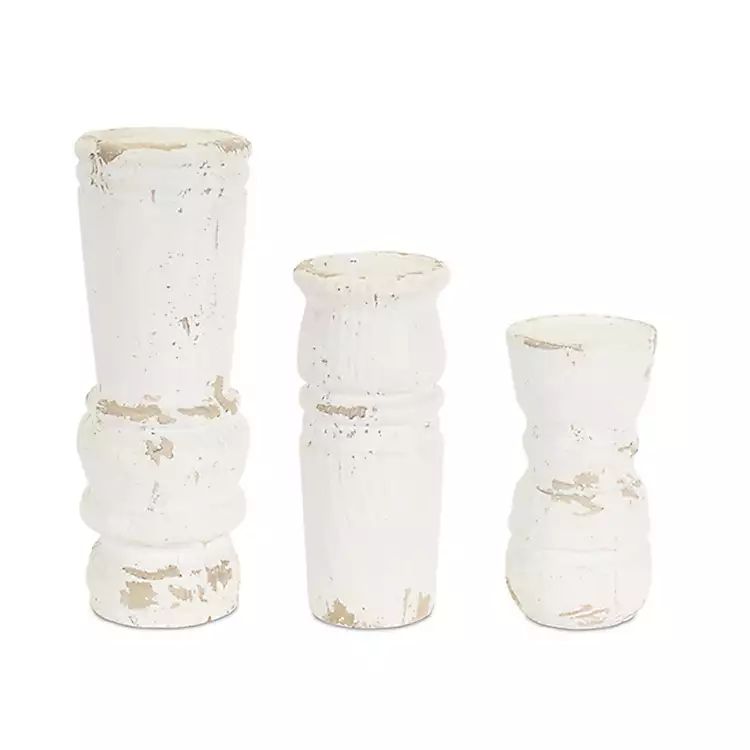 Distressed Shabby Chic Candle Holders, Set of 3 | Kirkland's Home