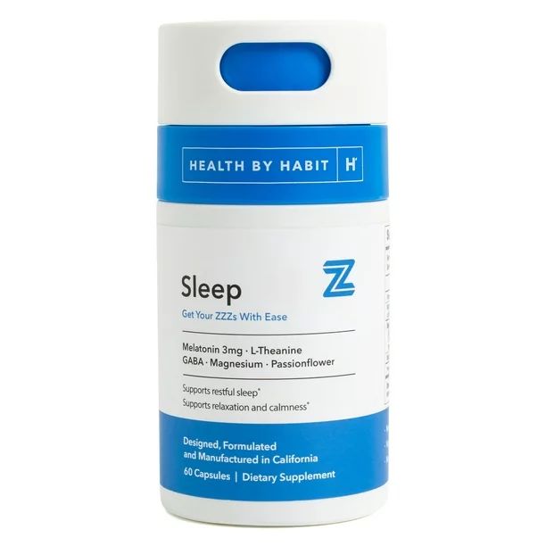 Health By Habit Sleep Supplement, 3mg Melatonin, L-Theanine, GABA, 60 Capsules - Walmart.com | Walmart (US)