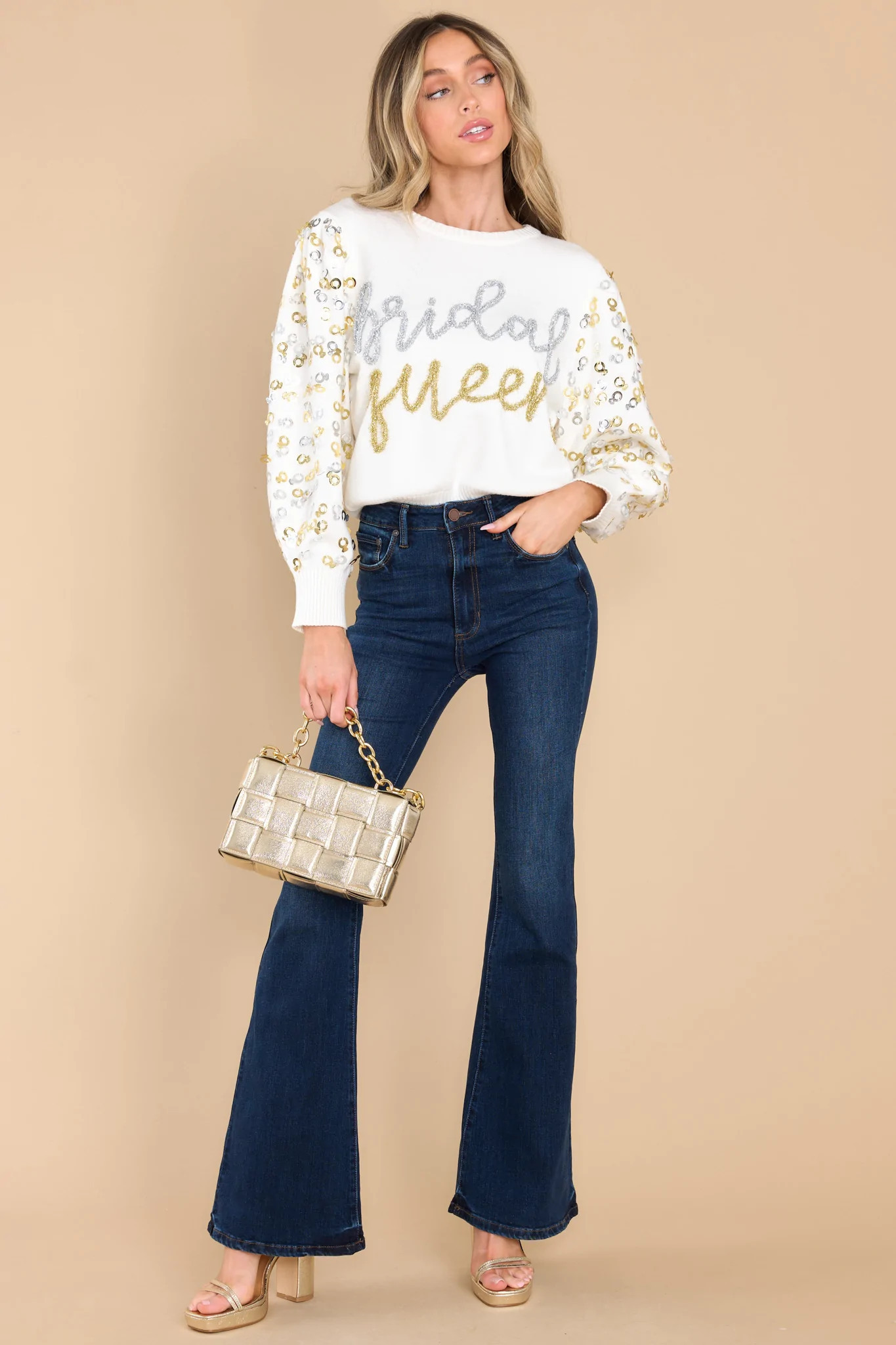 Bridal Queen White Sweater | Red Dress 