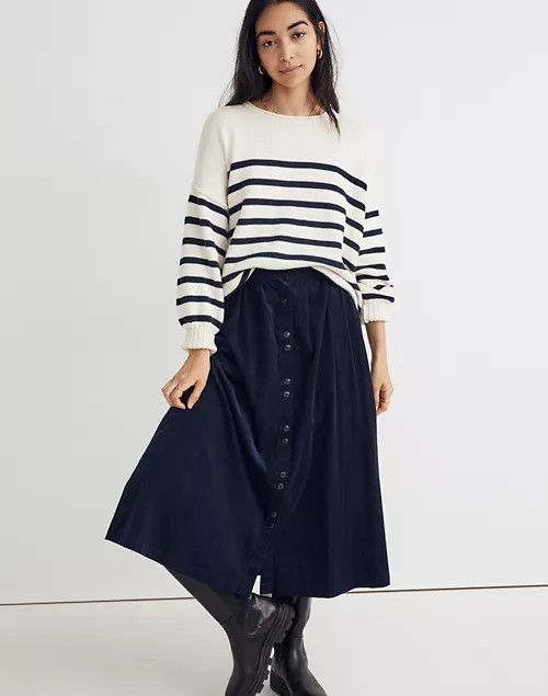 Baby Corduroy Button-Front Midi Skirt | Madewell