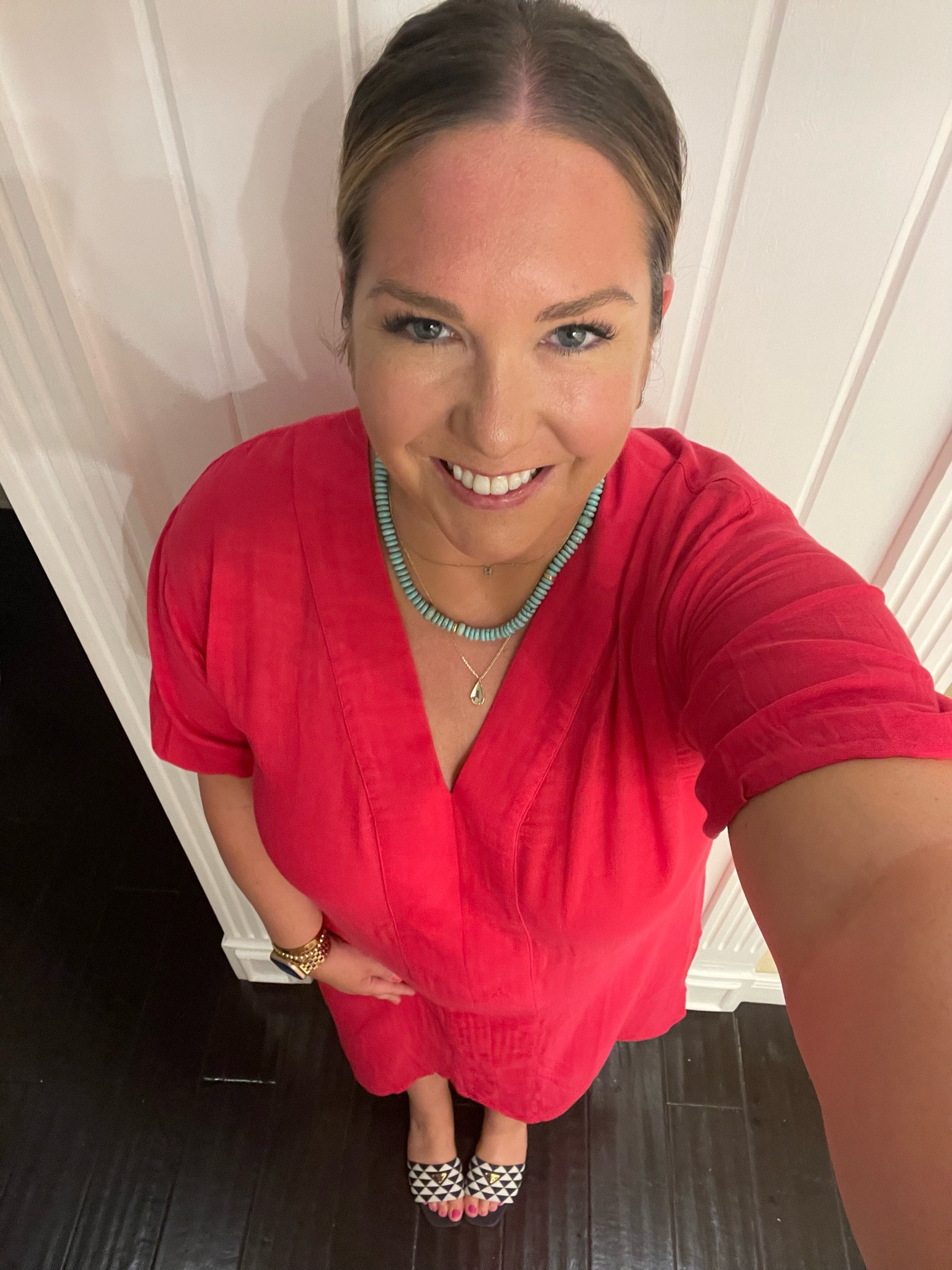 My outfit for a casual night. I hadn’t worn this cute pink caftan style dress I’d had in my closet and this trip felt perfect. It’s a nice linen material which is perfect in this weather. I paired the hot pink with turquoise accessories for a fun contrast!

#LTKswim #LTKtravel #LTKshoecrush