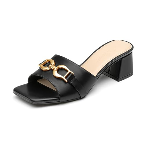 Athlefit Women's Heeled Sandals Black Open Toe Block Heels for Office 8.5 | Amazon (US)
