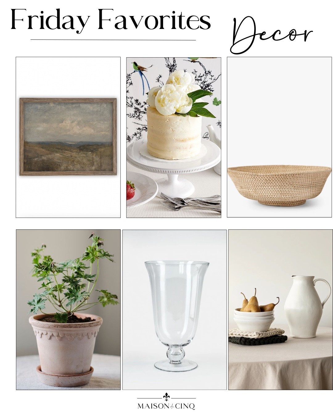 This week on Friday Favorites we’re channeling Nancy Meyers with kitchen decor she’d love like pretty fruit bowls, pitchers, and terracotta pots as well as gorgeous artwork for a steal!

Home decor, wall decor, vase, planter, cake stand, wicker bowl

#LTKHome