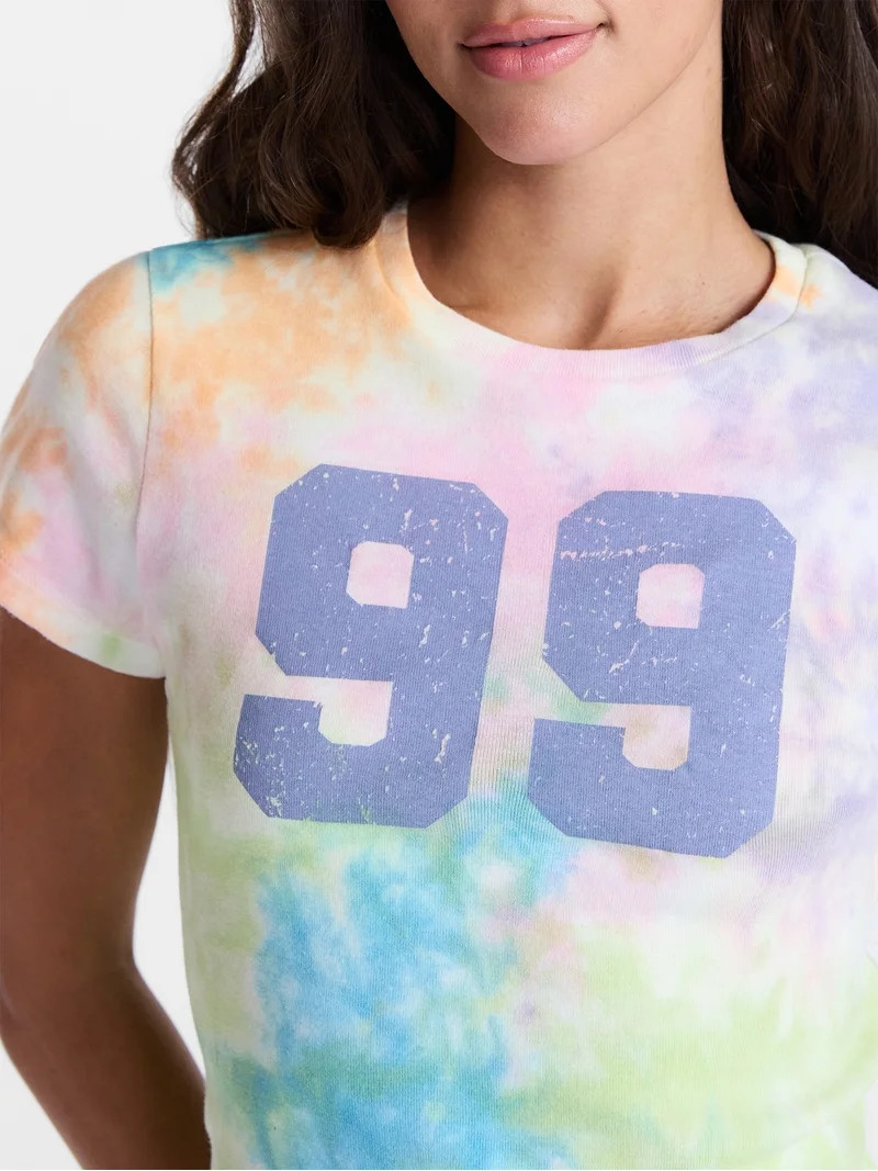 No Boundaries Tie Dye Ribbed Graphic Cotton Baby Tee, Women's XXS-XXL - Walmart.com | Walmart (US)