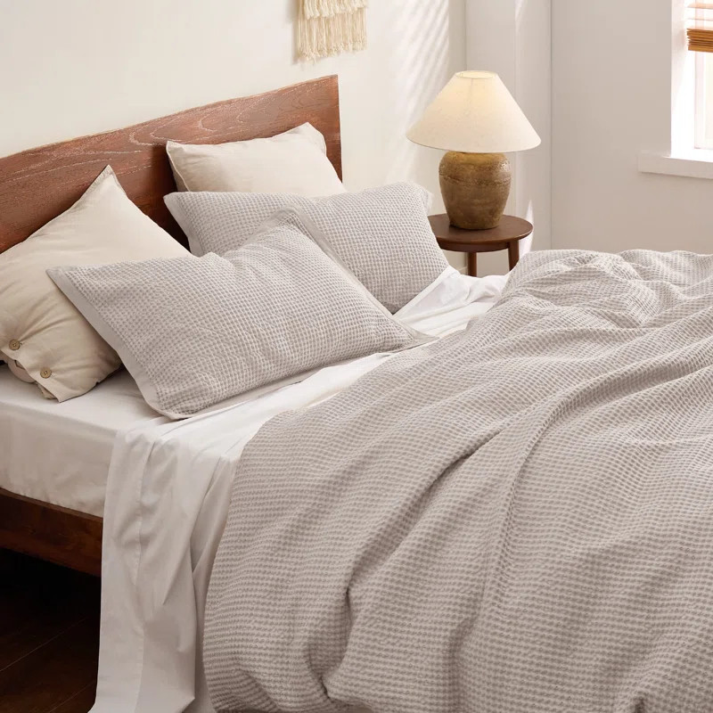 Luxury Soft 100% Cotton Waffle Weave Plaid Duvet Cover | Wayfair North America