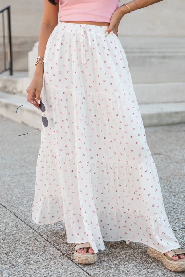 Life Is But A Breeze Ivory And Pink Floral Maxi Skirt | Pink Lily