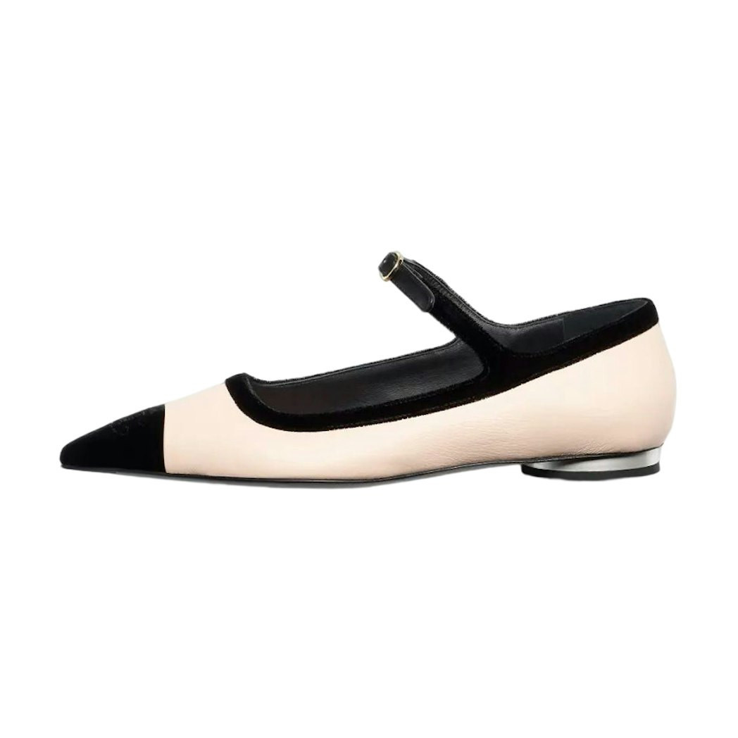 (W) Chanel Leather Low-Top Pointed Flats 'Light Beige' EU 37.5 | Novelship