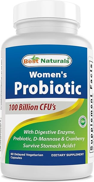 Best Naturals Probiotics for Women 100 Billion CFU - 10 Strains + Prebiotics Fiber + Digestive En... | Amazon (US)