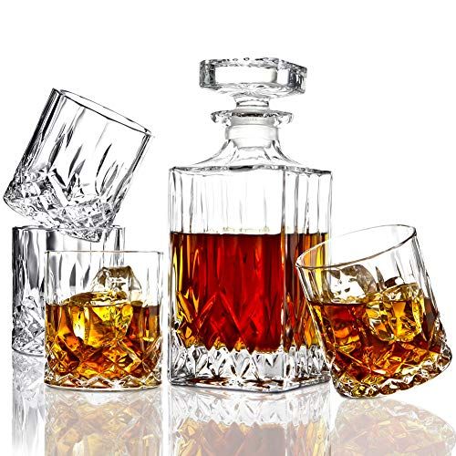 James Scott 6-Piece Crystal Whiskey Decanter Set - Lead Free Elegant Decanter with Beautiful Stopper | Amazon (US)