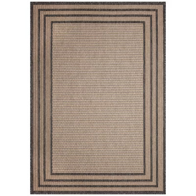 Liora Manne Monaco Striped Border Indoor/Outdoor Area Rug Taupe 5'3" x 7'3" | Target