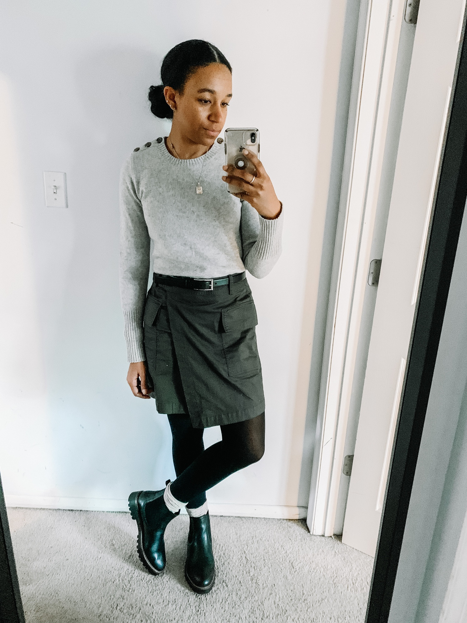 Casual skirt and boots winter outfit. I’ve been in the hunt for a cargo skirt for a while. 

#LTKFind #LTKunder50 #LTKstyletip