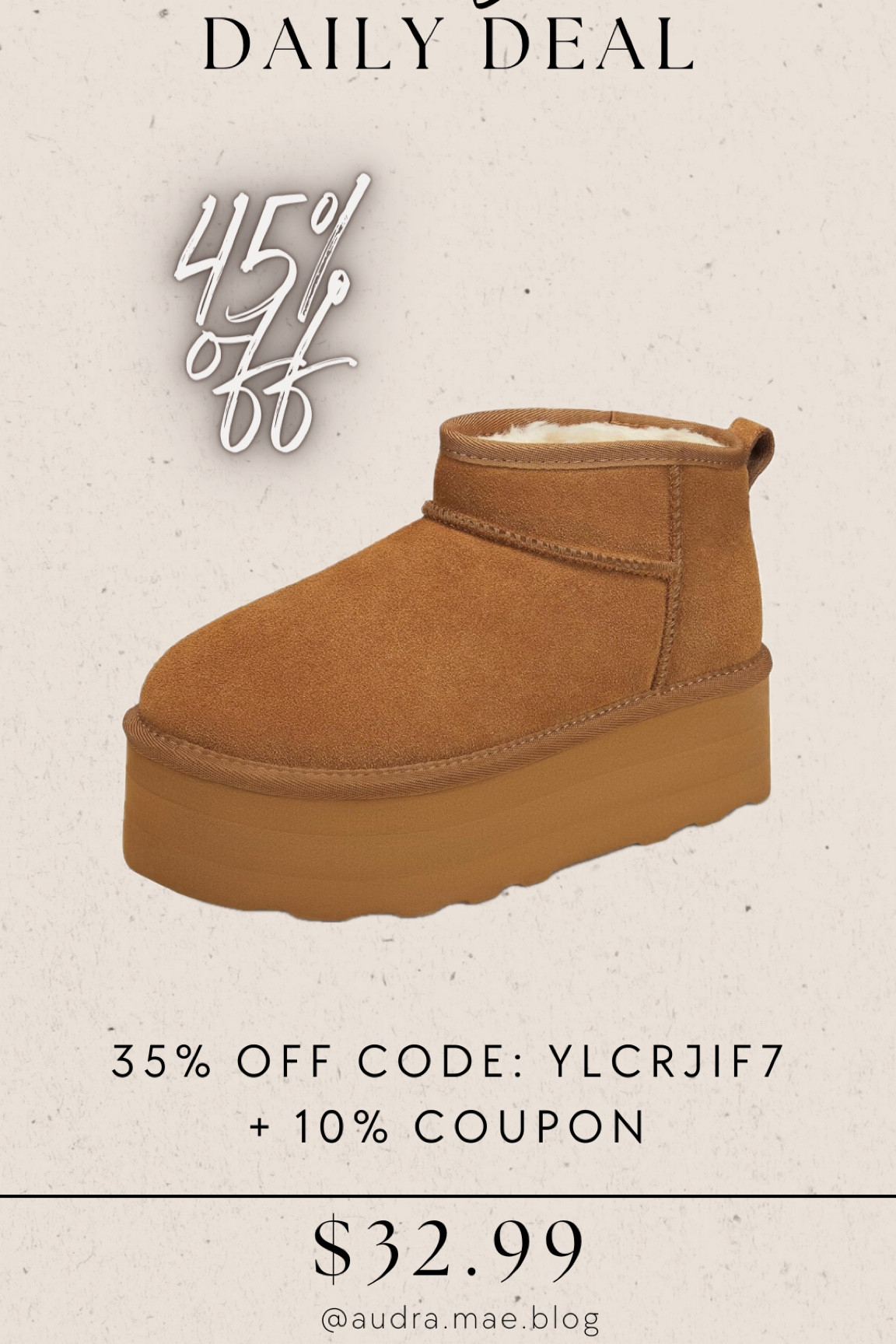 Platform Ugg lookalike — 45% off

#LTKsalealert #LTKSeasonal #LTKshoecrush