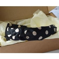 Twisted Knot Headband Black with Cream Polka Dot Silky Fabric Rigid Hair band | Etsy (US)